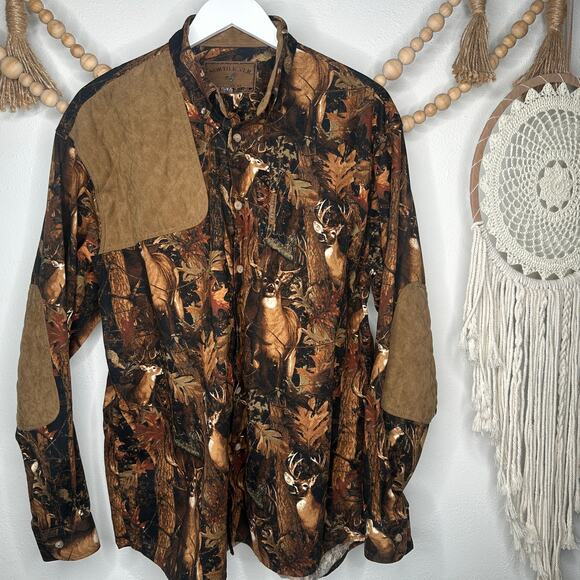 North River Outfitters Hunting Shooting Deer Print Button Down - Picture 1 of 5